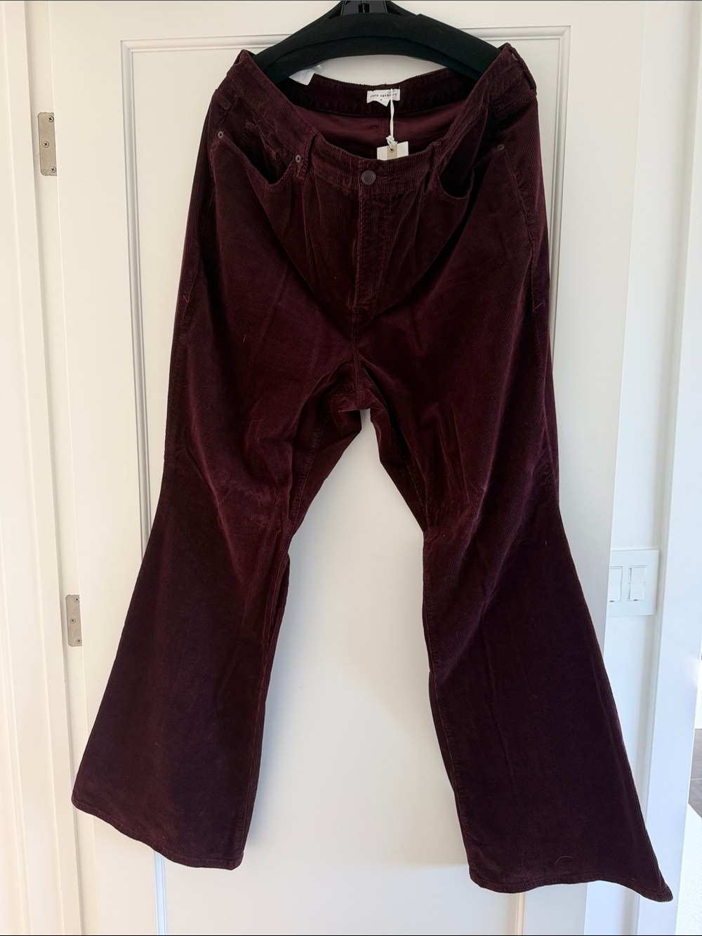 Good American Women's Corduroy Flare Jeans in Deep Burgundy